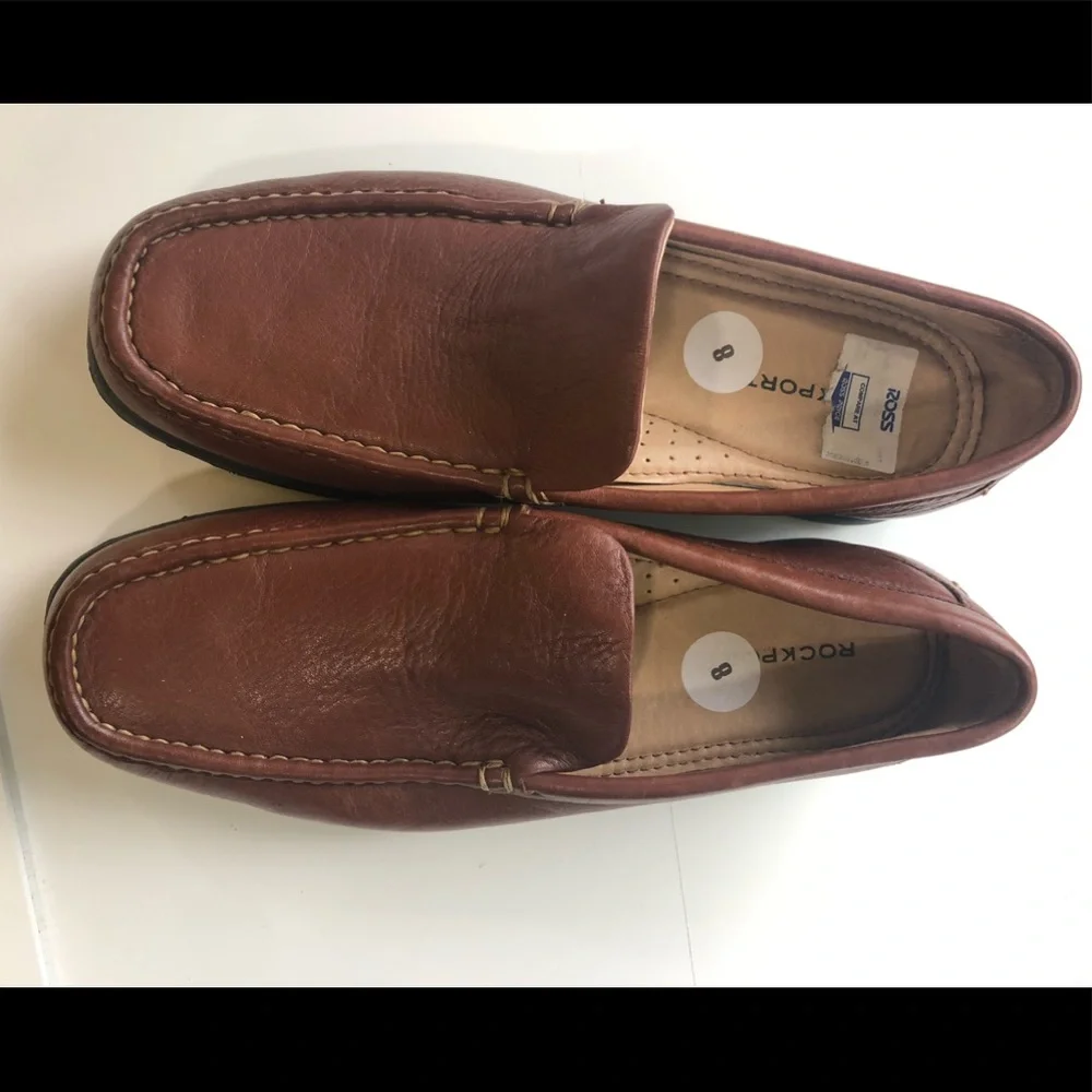ROCKPORT BROWN SLIP ON SHOES DRIVING MOCASSINS 8